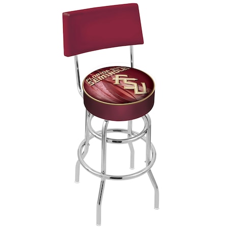 Holland Bar Stool Co 30" Chrome 2-Ring Florida State (Script) Swivel Bar Stool, Back L7C430FSU-FS-D2